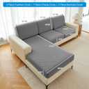 Deep Dream Sectional Couch Covers 6 Pieces, Stretch Couch Cushion Covers, L Shaped Washable Sofa Covers for Left/Right Sectional Sofa (3 Backrest Cover + 2 Seater + 1 Chaise, Dark Grey)