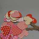 Jetec 40 Pieces Valentine's Day Tree Ornaments Pink Red White Wooden Heart Hanging Decoration Love Striped Plaid Heart Tags with String for Valentines Embellishments Craft Home Office Wall Decor