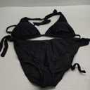 Tempt Me Women Plus Size Triangle Bikini Halter Two Piece Swimsuit Sexy Tie Side Bathing Suits (Black, 22W)