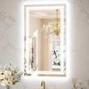 Keonjinn LED Bathroom Mirror 40 x 24 with Frontlit and Backlit, Stepless 3 Colors Temperature & Dimmable Vanity Mirror, UL Listed LED Driver, Double Light Strips, Tempered Glass Mirror with Lights