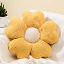 Sioloc Flower Shaped Throw Pillow, Fun Daisy Pillow,Cute Decorative Seat Cushion Aesthetic Flower Plush Pillows for Bed Floor Couch Chair(15.7" Yellow)