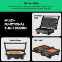 Chefman Electric Panini Press Grill, Compact 2-Slice Sandwich Maker, Non-Stick Coated Plates, Opens 180 Degrees, Dishwasher Safe, Removable Drip Tray, Stainless Steel/Black