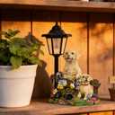 Dog Garden Statue with Solar Lantern Outdoor Labrador Figurine Solar Dog for Patio Outdoor Decoration, Balcony Lawn Decor, Unique Birthday House Warming Gift for Women, Mom, Grandma