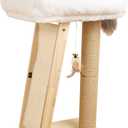 27.5" Cat Scratching Post, 3-in-1 Multifunctional Natural Pine Wood Cat Furniture, Tall Scratch Posts with Perch&Scratcher, Boxed with Hanging Bell Toy, Medium