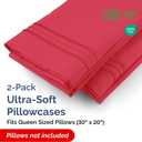 Queen Pillow Cases Set of 2 - Ultra Soft Hotel Quality Pillowcase Covers - Comfy, Cozy, Cooling & Wrinkle Free - Shrink, Stain & Fade Resistant - Machine Washable Pillow Protectors - 2 Piece Set - Red