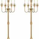 Gold Candelabra Floor Candle Holders, 2 Pack, 49 Inch Tall, 5 Arm