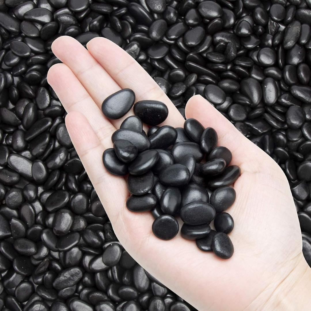 10lb Black Small Decorative Pebbles - Gravel River Rock,Natural Polished Decorative Stones 3/8" Gravel Size,Pebbles Gravel for Bamboo Plants,Succulent,Home Decor,Landscaping,Vase Fillers and More