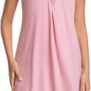 Nightgowns for Women Sleeveless Sleep Shirt V-neck Chemise Sleepwear Lace Night Gown Soft Sleep Dress(Pink, XXXL)