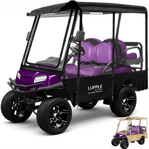 Golf Cart Weather Enclosure 54"-124" Roof, 4 6 8 Passenger Golf Cart Rain Cover for EZGO TXT RXV Club Car Precedent DS Evolution Yamaha Onward Tempo Icon, 4-Sided Windows Roll-up Door (Black)