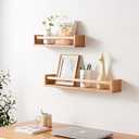 Floating Shelves, Oak Nursery Floating Shelves for Wall Mounted Bookshelf,Hanging Shelf for Kitchen, Living Room, Bedroom, Natural Wood Wall Shelves,24 Inch