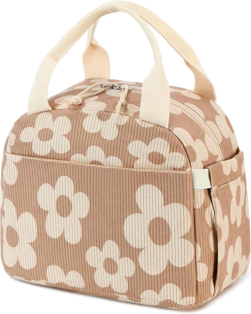 Bluboon Lunch Bag for Women Men Cute Corduroy Lunch Tote Bags Reusable Insulated Lunch Box Large Capacity Reusable Insulated Cooler for Work Picnic or Travel (Medium (10L))