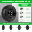 (2-Pack) RRQ 11x4.00-5 Flat Free Lawn Mower Tires and Wheels, 11x4x5 Solid Smooth Tread Tire with Universal Adapter Kit, 3.4" Centered Hub, 3/4" & 5/8" Bushing, for Zero Turn Mower and Garden Tractor