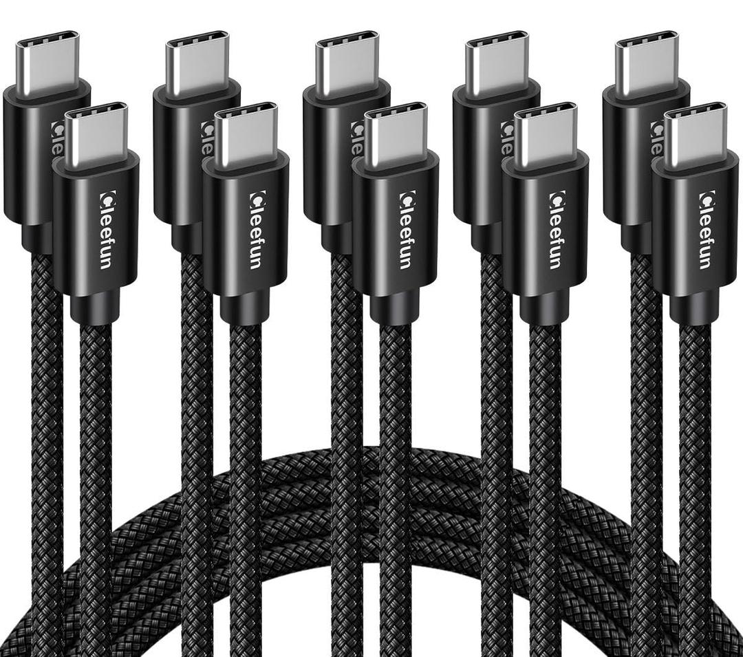CLEEFUN USB C to USB C Cable 60W, USBC to USBC, [5-Pack, 6 ft] Type C to C Charger Cord Fast Charging for iPhone 16 15 Pro Max/Plus, for iPad/MacBook Pro/Air, for Samsung Galaxy S25 S24 S23