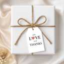 jijAcraft Love and Thanks Tags with String - 50Pcs Wedding Thank You Gift Tags with Red Heart, 3.3x2.1 Inch Paper Party Favors Tag for Bridal Shower, Baby Shower, Commemoration