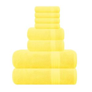 GLAMBURG Ultra Soft 8-Piece Towel Set - 100% Pure Ringspun Cotton, Contains 2 Oversized Bath Towels 27x54, 2 Hand Towels 16x28, 4 Wash Cloths 13x13 - Ideal for Everyday use, Hotel & Spa - Yellow