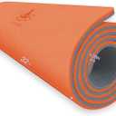 Hatha Yoga Extra Thick TPE Yoga Mat - 72"x 32" Thickness 1/2 Inch -Eco Friendly SGS Certified - With High Density Anti-Tear Exercise Bolster For Home Gym Travel & Floor Outside (Orange/Gray)