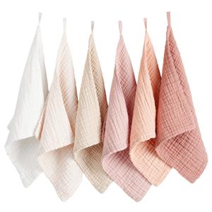 Konssy 6 Pack Face Cloths, Soft Wash Cloth for Washing Face, Cotton Face Towels for Sensitive Skin Women Facial Makeup Remover Reusable Absorbent Washcloths 11 x 11 Inch (Pink)