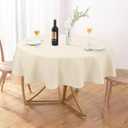 AUSSPVOCT Textured Linen 60 Inch Round Tablecloth up to 40'' Dia Tables Waterproof Wipeable Table Cloth Wrinkle Free Circle Dining Tablecover for Birthday Farmhouse Easter Spring Party Decor (Ivory)