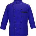 Men's Multi Color Chef Jacket/Light Weight Chef Coat With Contrast Black Piping  (Blue, 2X-Large)