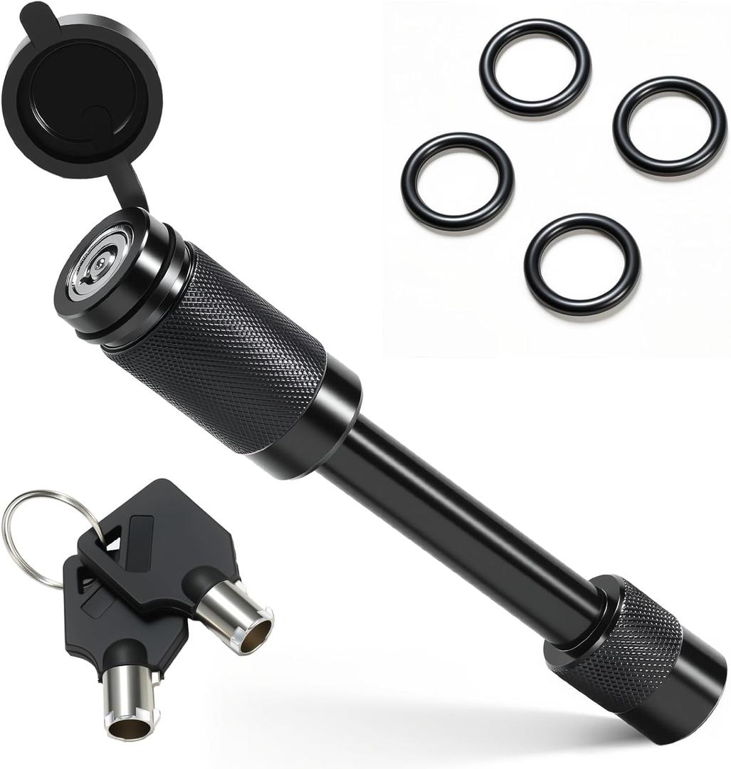 Premium Trailer Hitch Pin Lock for Class III/IV 2.5, 3 Inch Receiver - 5/8 Diameter 4 Length, Anti Theft Hitches Accessories, Anti Rattle Tongue Locking for Truck, Boat, RV Trailers (Black, 4 Inch)