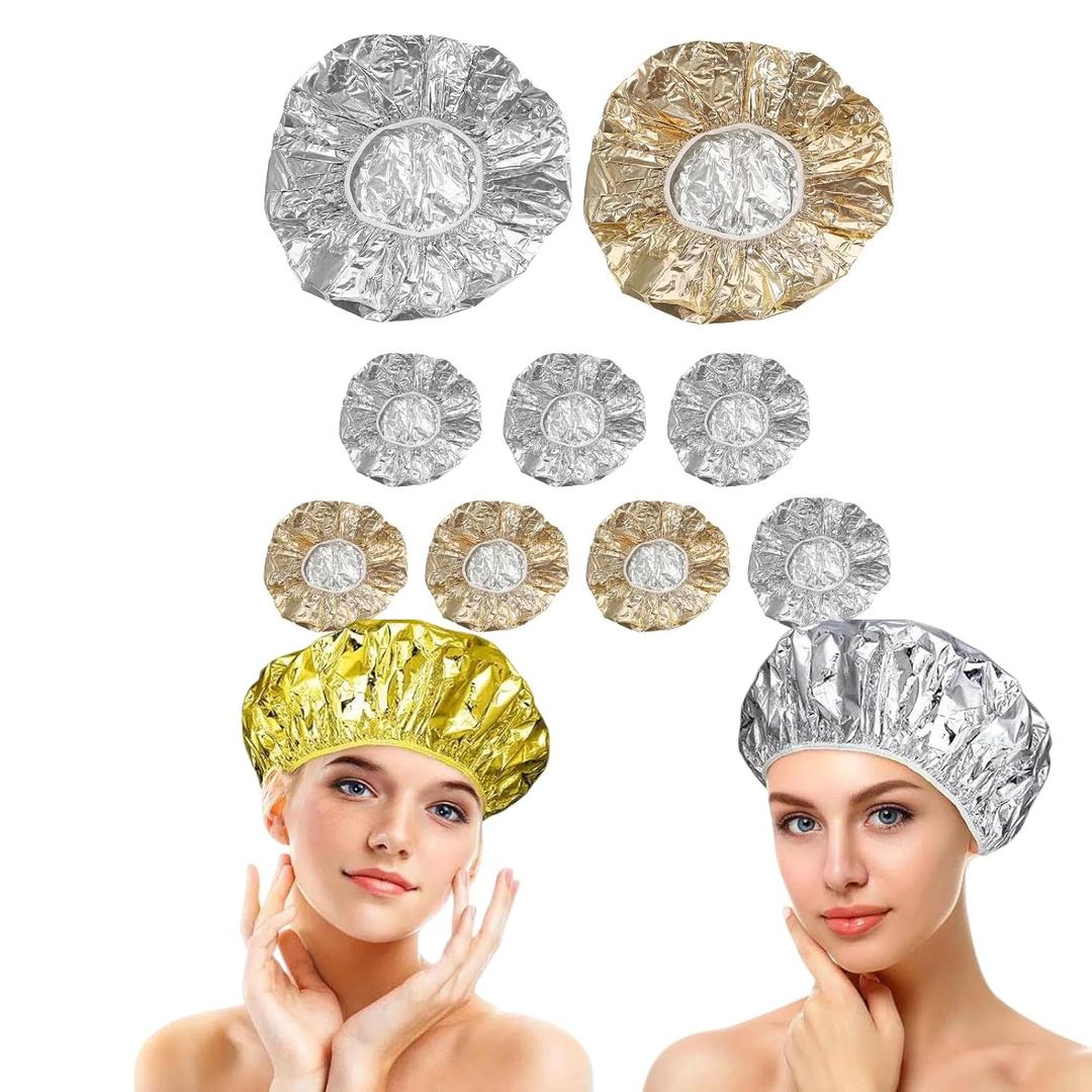 Fomiyes 9pcs Conditioning Foil Heat Cap: Hair Steaming Hat Thermal Hair Processing Cap for Women Straight and Curly - Deep Conditioning Heat Hat for Salon and Home Use