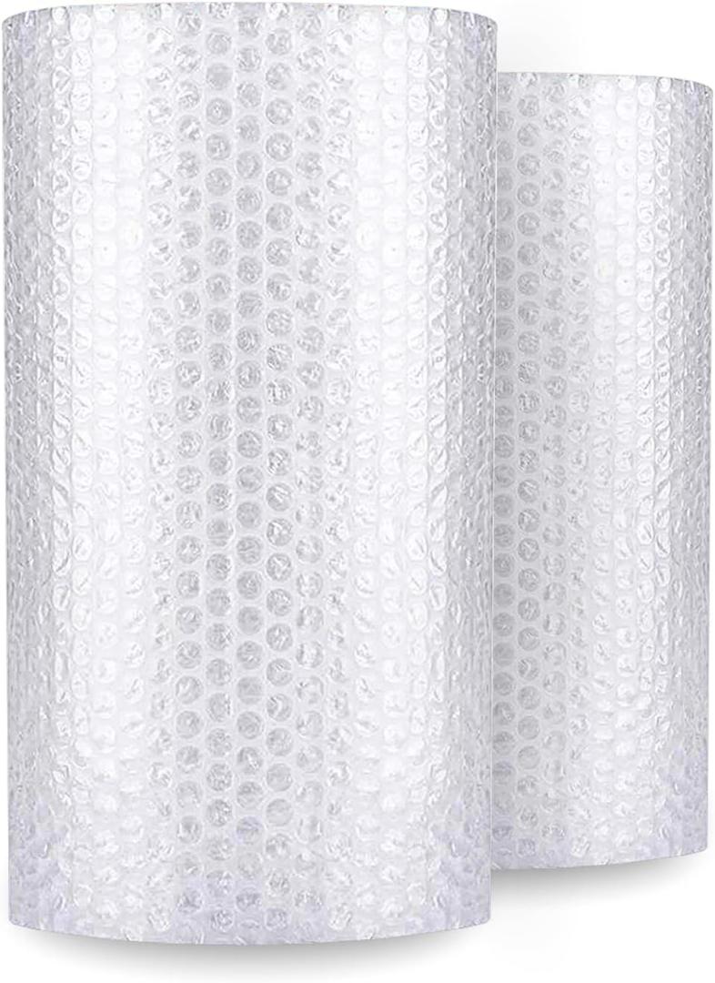 enKo (2 Pack) 12 inch x 72 feet Bubble Cushioning Wrap Roll Perforated 20 Fragile Sticker Labels for Moving Shipping Packing Boxes Supplies
