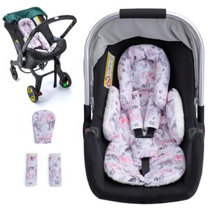 Infant Car Seat Insert, Ultra-Thick Carseat Head & Body Support for Infant, Adjustable Baby Car Seat Head Support with Strap Covers Set, Breathable Baby Car Seat Cushion for Stroller, Swing (Flower)