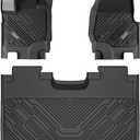 3W Floor Mats (with Metal Pedals) for Ford F-150 2015-2026 & F150 Lightning 2022-2025 SuperCrew (w/o Fold Flat Storage), TPE All Weather Custom Fit, Front & Rear 3PCS | Heavy Duty, Easy Clean - Black