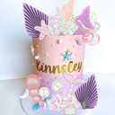 Mermaid Cake Topper Under the Sea Cake Decoration Seashell Cake Topper Under the sea Cake Decor Mermaid Party Supplies (Purple 1)