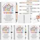 Motipuns 8 Set Social Worker Appreciation Gift Bulk Volunteer Notebooks and Ballpoint Pens Inspirational Appreciation Notepads for Women Men Volunteer Social Worker Graduation Coworker