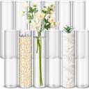 Nuogo 12 Pcs Plastic Clear Cylinder Vase for Home 12 Inch Acrylic Flower Clear Vase Centerpiece for Centerpieces Wedding Party Decorations