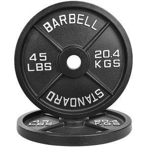 Fitvids 2-Inch Olympic Cast Iron Weight Plate for Strength Training & Weightlifting, 45lbs