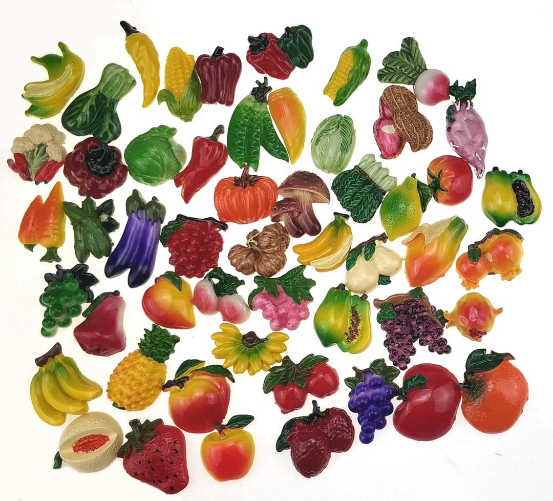 Random 12Pcs Creative 3D Resin Fruit Vegetables Fridge Magnets Funny Cute Decoration Refrigerator Magnet Accessories Office School whiteboard Magnet (Random 12 Styles (Vegetables and Fruits))
