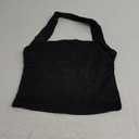 ForeFair Women Sexy Halter Deep V Neck Backless Crop Tank Top Open Back Sleeveless Slim Fit Y2k Summer Tops (Black, XS)