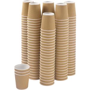 NYHI 150 4 oz Ripple Kraft Paper Cups Brown Hot Cold Cups 3 Layer Rippled Small Insulated Disposable Coffee Cups Perfect for Cappuccino Hot Cocoa or Iced Drinks