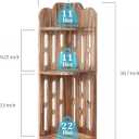 Meangood Bathroom Corner Shelf Stand, 3 Tier Solid Wood Display Shelf for Narrow Space, Shower Corner Shelf, Plant Stand Nightstand, for Living Room, Bedroom, Home Office, Elegant Carbonized Black, 8.5D x 11.1W x 30.7H in