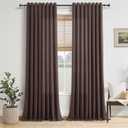 Coffee Linen Curtains 102 Inch Length 2 Panels for Living Room Bedroom, Light Filtering Sheer Curtains 102 Inches, Modern Farmhouse Grommet Semi Sheer Soft Privacy Drapes