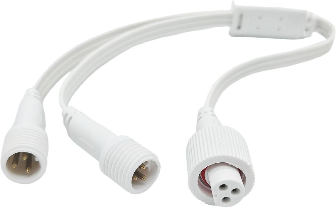 2 x Y-Connector Splitter for Permanent Outdoor Lights,Y-Shaped Extension Cable 1 Female to 2 Male,Compatible with H705A H705B H705C H706A H706B H706C,Durable & Waterproof 3-Pin Power Cord
