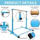 Gymnastics Bar for Kids Girls Ages 3-15 with Ring for Home Indoor Training Equipment- Steady Steel Construction, Anti-Slip, Easy to Assemble, 3' to 5' Adjustable Height