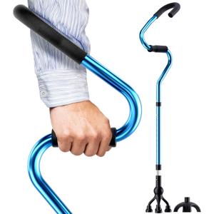 Forearm Crutches for Adults, Self-Standing Lightweight Adjustable Walking Cane, Forearm Grip Cane with 2 Bases for Extra Support & Stability, Stabilizes Wrist Walking Sticks for Seniors, Blue