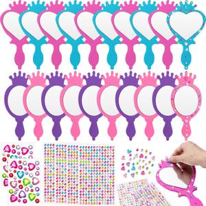 Geetery 20 Pcs Unbreakable Kids Mirror DIY Decorate Your Own Princess Mirror Mermaid Princess Foam Small Crafts for Princess Party Decorations(Multicolor) Geetery 20 Pcs Unbreakable Kids Mirror DIY Decorate Your Own Princess Mirror Mermaid Princess Foam Small Crafts for Princess Party Decorations(Multicolor)