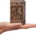 Wooden Cremation Urns for Human Ashes 20 lbs - Decorative Funeral, Burial Urn for Adult Female & Male - Wood Urn for Women, Men & Loved Ones - Butterfly