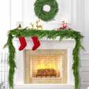 9 Ft Christmas Norfolk Pine Garland Real Touch Artificial Faux Greenery Christmas Garland Decorations for Home Fireplace Mantle Table Stairs Door Indoor Outdoor Holiday Decor