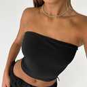 Trendy Queen Womens 1 Pack Tube Tops Crop Tops Going Out Strapless Basic Backless Bandeau Bra Summer Outfits 2024 S