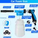 THINKWORK Car Wash Kit, Car Detailing Kit with Foam Gun, Car Wash Brush Mop and Large Folding Bucket Suitable for Car Cleaning, Blue Car Wash Set Gift for Men and Women