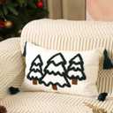 Christmas Tree Pillow Covers 12x20 Decorative Christmas White Throw Pillow Cases Winter Holiday Couch Cushion Case for Sofa Bed Room Home Decor