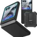 Ruky for Motorola Razr 2024/2025 Case with Belt Clip [Not fit Ultra or Plus], Slim Razr 2024 Case with Built-in Screen Protector, Support Wireless Charging Phone Case for Moto Razr 2024, Black
