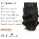 Long Hair Clip in Extensions 4PCS Seamless Clips ins for Women Non-Weft Wavy Easy Hairpieces Charming Wave Synthetic Fiber 22 Inch Full Head Breathable and Soft for Daily Use Natural Black