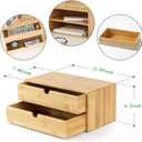Wisuce Bamboo Desk Drawer Organizer, Desktop Organizer with Drawers Tabletop Storage Organization Box for Office Home Toiletries Supplies Vanity, No Assembly Required(2 Drawers)