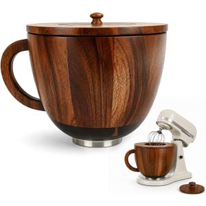 Acacia Wood Mixing Bowl Handle Lid for KitchenAid 4.5 5 QT Tilt-Head Mixer, large